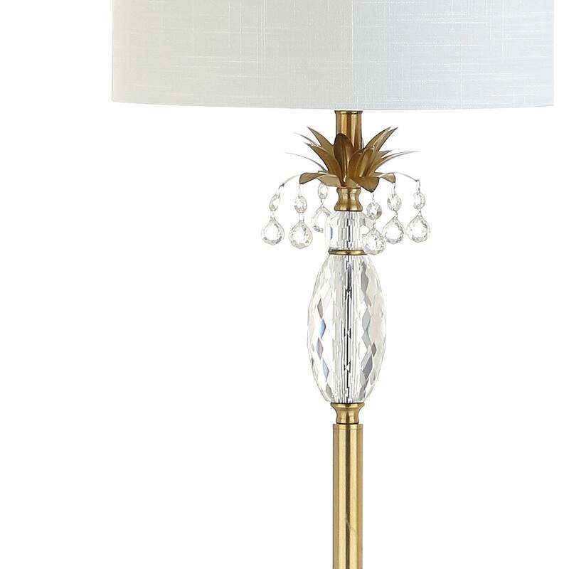 Amelia 61" Crystal / Metal LED Floor Lamp, Clear/Brass Gold by JONATHAN Y - Brass Gold/Clear - 61" H x 15" W x 15" D