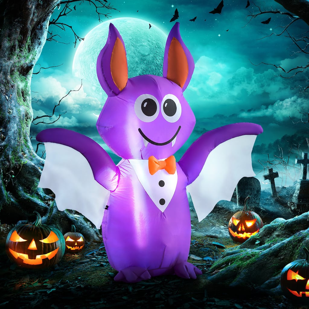 Outsunny 6ft Inflatable Halloween Decoration Bat, Blow Up Outdoor LED Yard Display, Waterproof