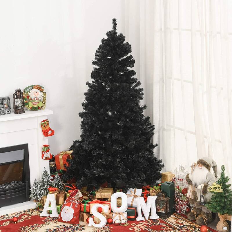 Beautiful 6ft 1600 Branches PVC Artificial Christmas Tree Pink / Black - Black