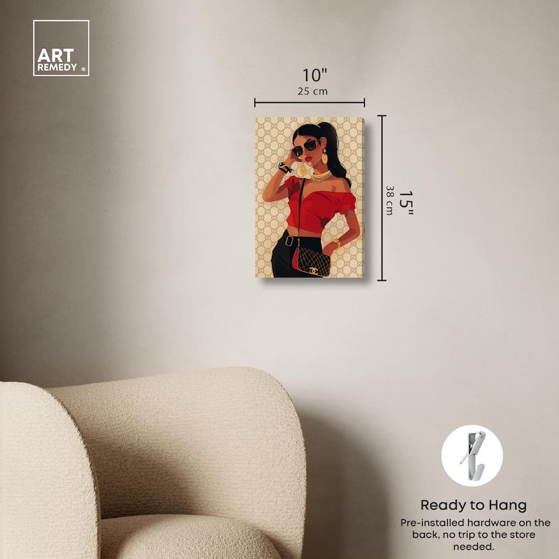Her Stylish Red Look Canvas by Art Remedy, Gallery Wrapped