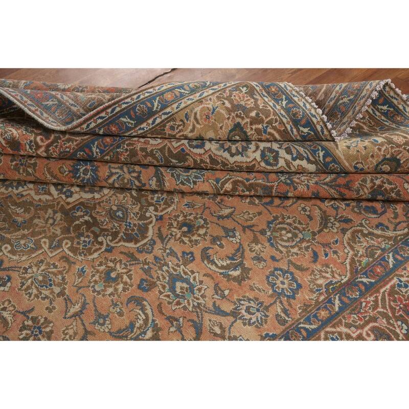 Traditional Kashan Persian Vintage Area Rug Hand-Knotted Wool Carpet - 8'1" x 11'5"