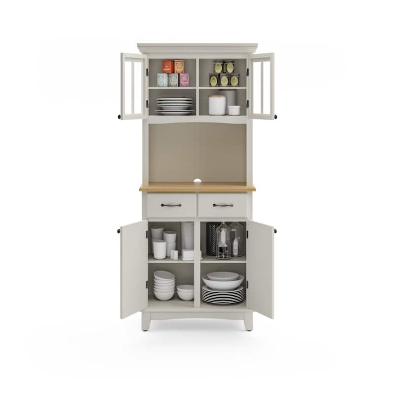 Homestyles Buffet Of Buffets Off-White Wood Buffet with Hutch - 31" x 16" x 72"