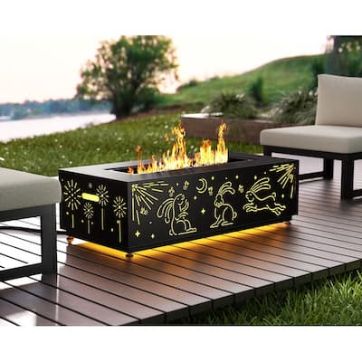 FINCATI 42'' Moon Rabbit-inspired Propane Fire Pit Table, 50,000 BTU Backyard Firepit Natural Gas Fire Table Outdoor