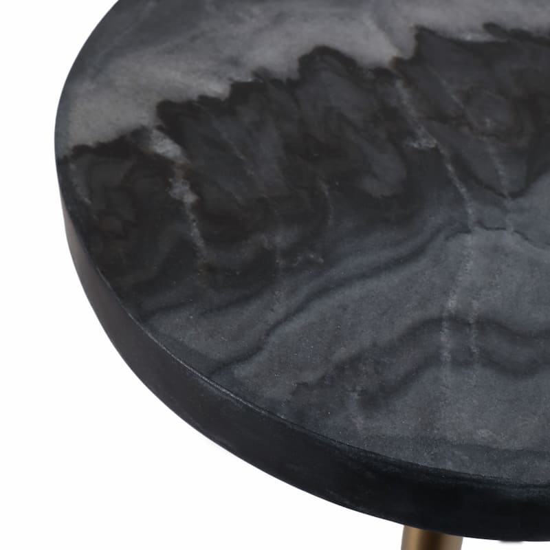 Modern Marble Top & Base Accent Table - Gray