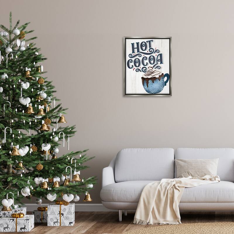 Stupell Warm Rustic Hot Cocoa Framed Floater Canvas Wall Art Design By Kim Allen