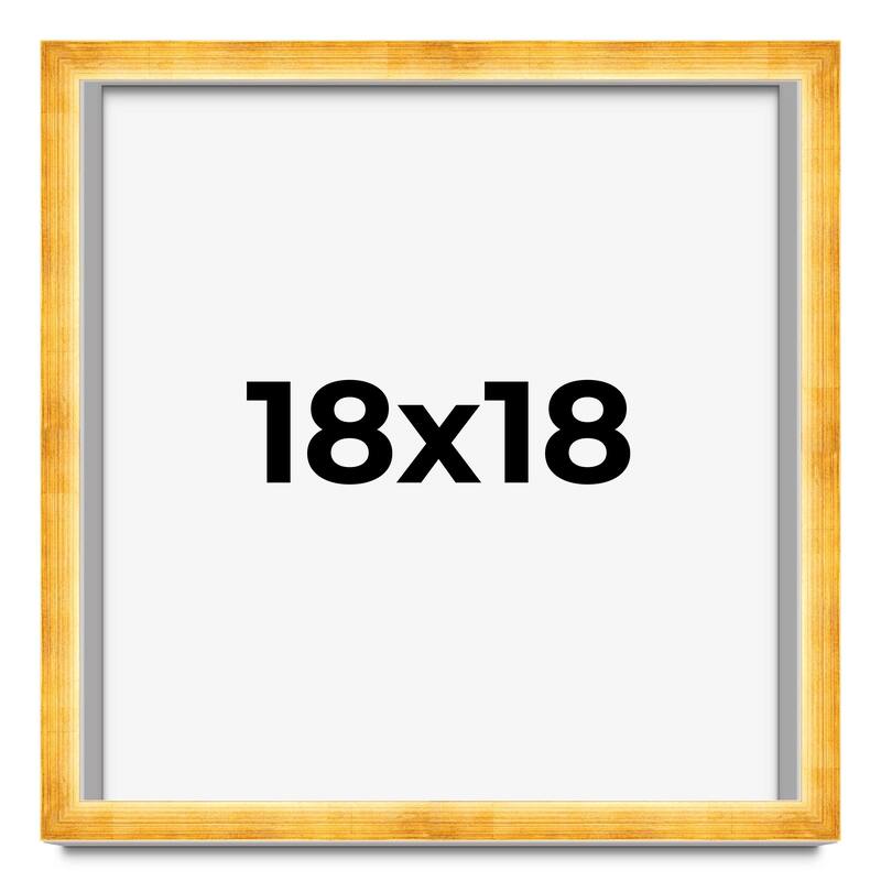 18x18 Shadow Box Frame Gold | 1.625 Inches Deep Real Wood Traditional