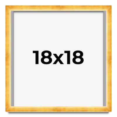 18x18 Shadow Box Frame Gold | 1.625 Inches Deep Real Wood Traditional