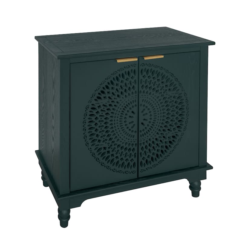 Sideboard Buffet Cabinet, Storage Cabinet with Carved Hollow Pattern, Accent Cabinet with Adjustable Shelf