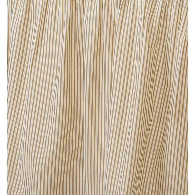 Cozy Line Golden Farmhouse Ticking Cotton Bed Skirt Cream Striped Ruffled Dust Ruffle, Tailored 16" Drop - Queen - Golden