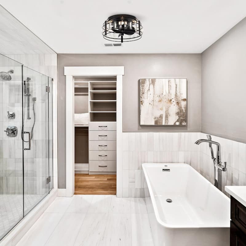 13" 3-Light 3-Blade Modern Crystal Ceiling Fan with Light