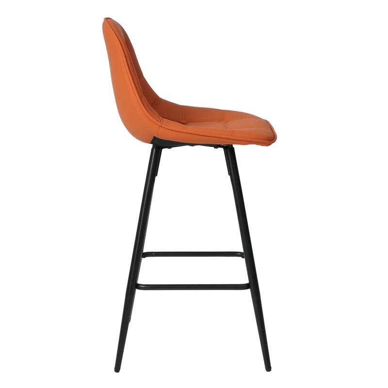 Set of 2 Bar Stools with Back and Footrest, Modern Metal Counter Height Barstools,25.5" Armless Barstool Chairs