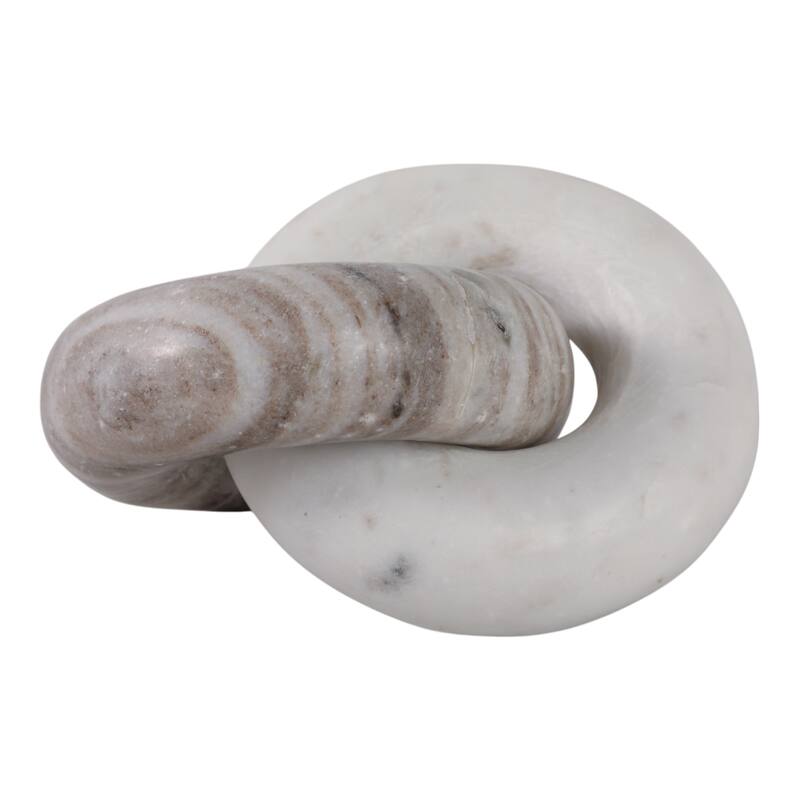 Stone Marble Decorative Object Intertwined Circular Design Handcrafted - 7" x 5" x 3"