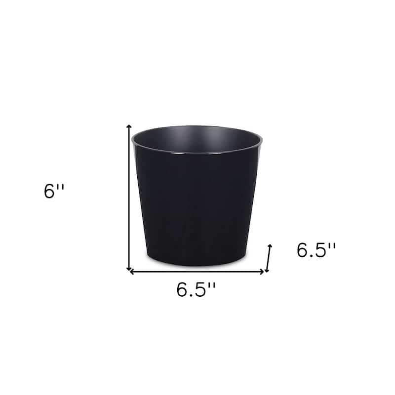 HomeRoots 7" Black Recycled Plastic Indoor Outdoor Round Pot Planter