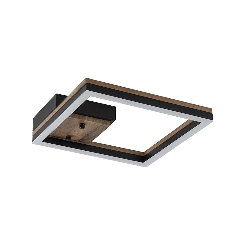 Modern Farmhouse 1-Light Wood LED Flush Mount Ceiling Light