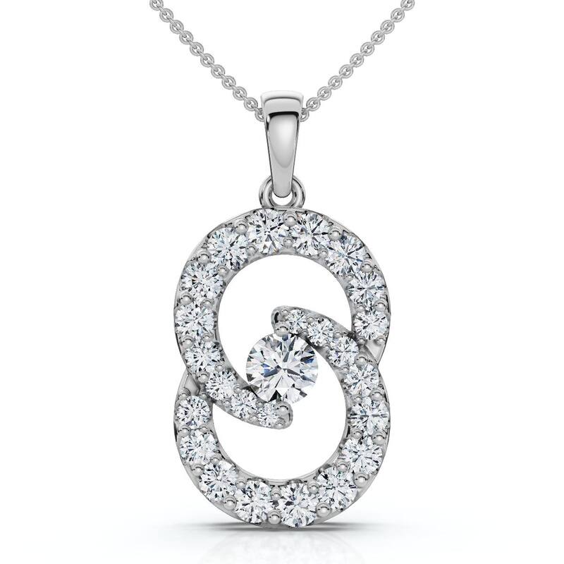 Bliss Diamond 1Ct T.W. Circled By Love Diamond Pendant White Gold Womens Necklace Lab Grown