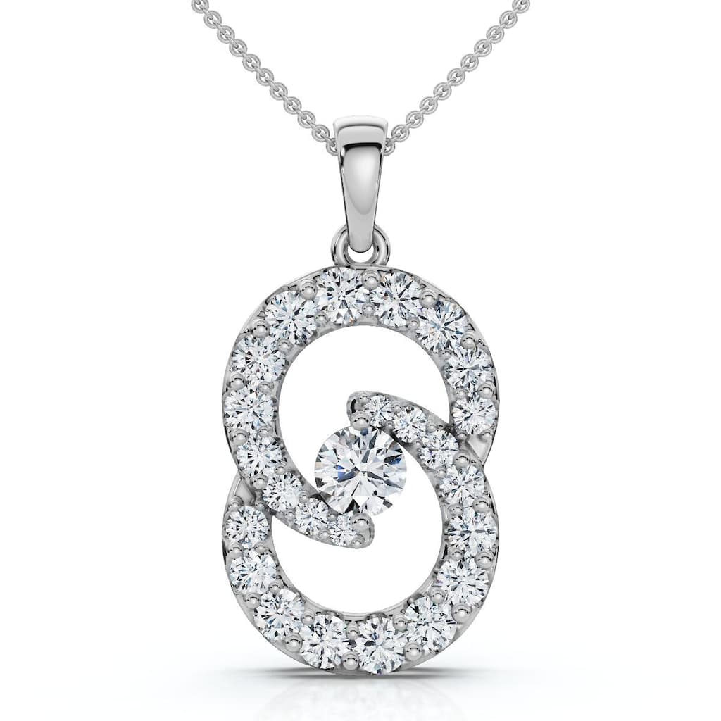 Bliss Diamond 1Ct T.W. Circled By Love Diamond Pendant White Gold Womens Necklace Lab Grown