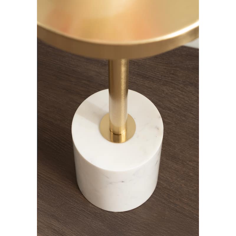 Kate and Laurel Hescott Metal and Marble Pedestal Table