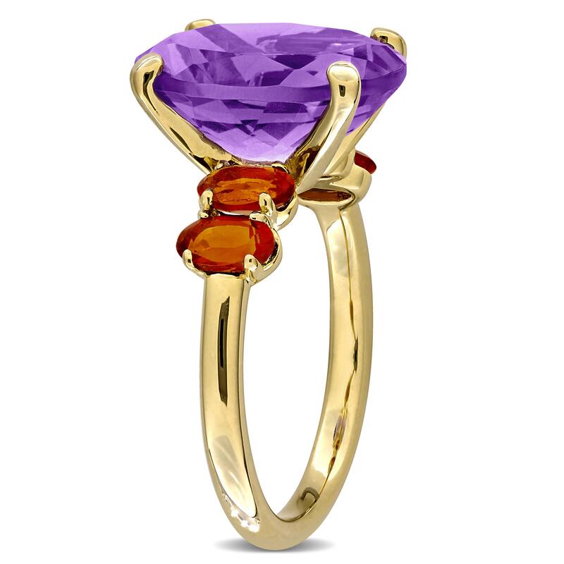 Miadora 6ct TGW Amethsyt and Madeira Citrine Ring in Yellow Plated Sterling Silver