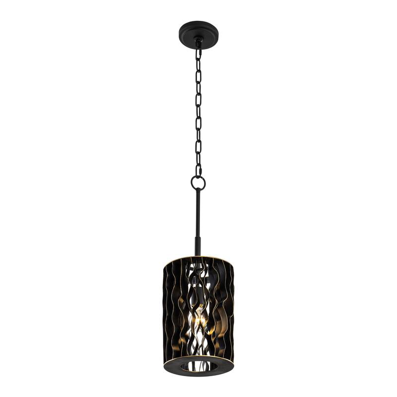 Varaluz Estela 1-Light Mini Pendant - Matte Black/French Gold