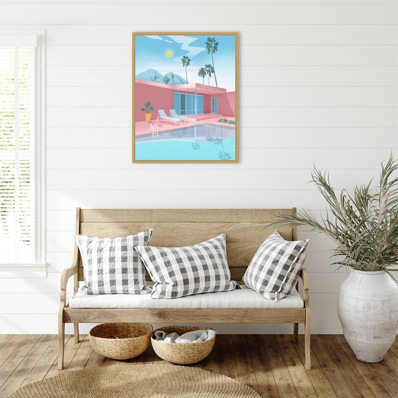 Palm springs by Petra Lizde Framed Canvas Wall Art Print - Sylvie Bright Gold