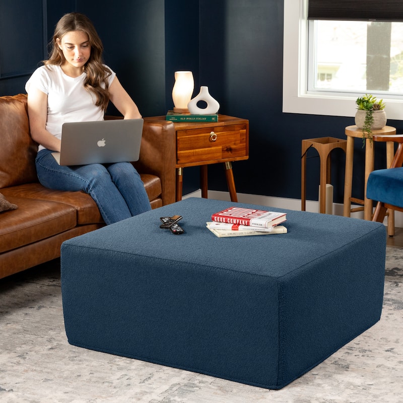 Jaxx Fairlie Couch Ottoman - Oversized Square Foam Coffee Table Ottoman