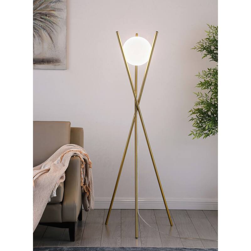 Yamileth 65-inch Spherical Bulb Metal Tripod Floor Lamp Gold