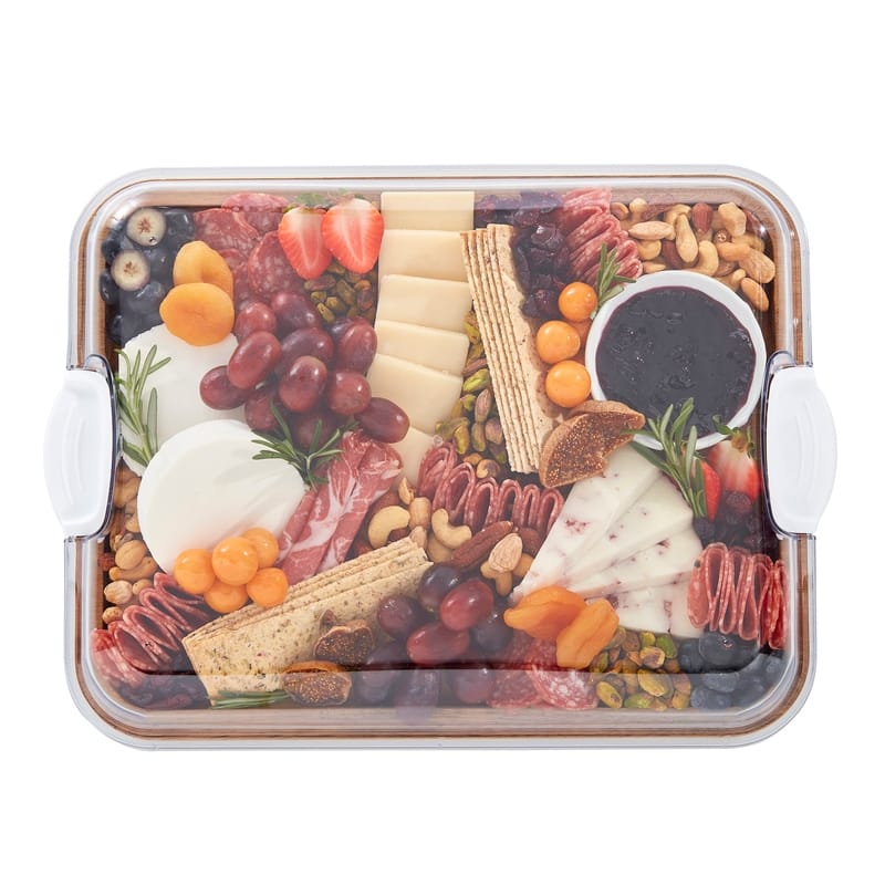 Farberware Build-a-Board Charcuterie Board with Lid, 11x14 In, Bamboo-White