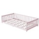 preview thumbnail 33 of 84, Montessori Twin Size Toddler Floor Bed with Fence without Door, Open-row Design Wood Frame Platform Bed with Safety Guardrails