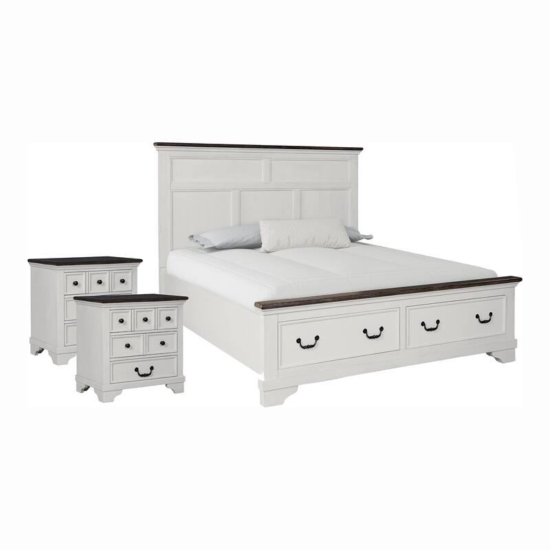 Furniture of America Eryndor Modern Farmhouse 3-Piece White Solid Wood Platform Bedroom Set