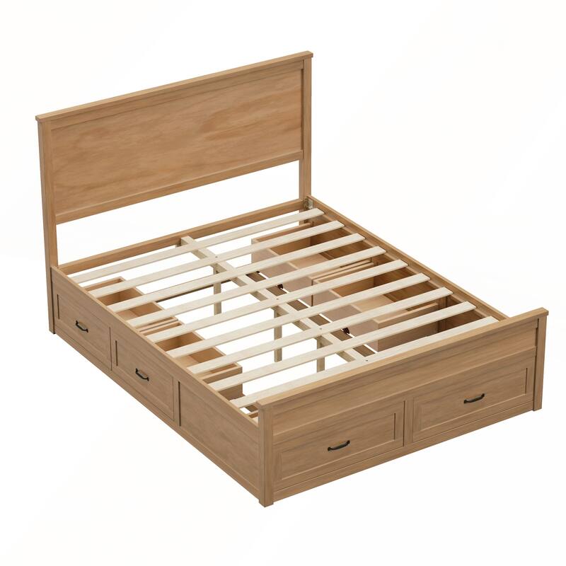 Modern Queen Size Wood Storage Bed Frame with 6 Drawers