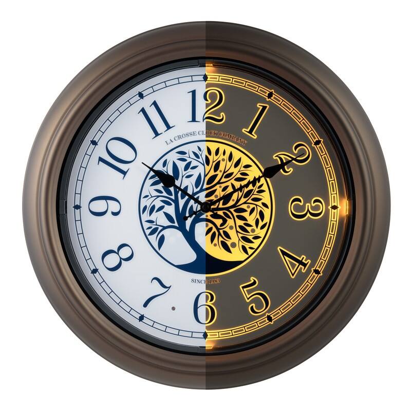 La Crosse Clock 18 In. Outdoor Bronze Lighted Dial Wall Clock