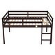 preview thumbnail 26 of 26, Contemporary Design Full Size Low Loft Bed with inclined Ladder and Guardrails, Under Bed Capacious Space, Space-saving, White