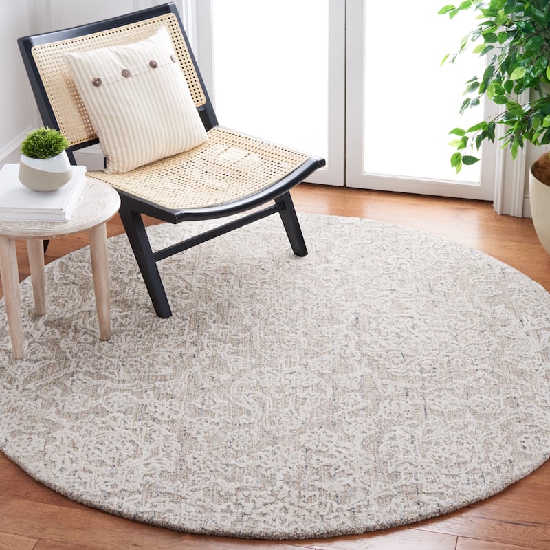 SAFAVIEH Handmade Metro Rudolfa Modern Wool Rug - 6' Round - Beige/Ivory
