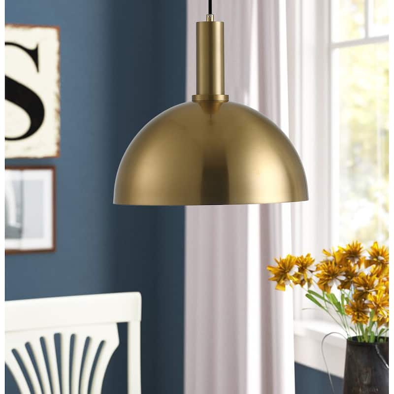 Vintage Gold 1-Light Hemispherical Metal Shade Pendant Lighting Fixture - Gold