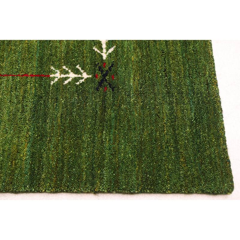 ECARPETGALLERY Hand Loomed Kashkuli Gabbeh Green Wool Rug - 4'11 x 7'9