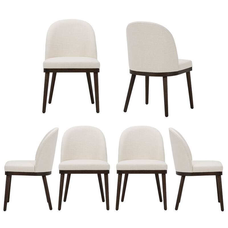 Upholstered Fabric Dining Chairs with Curved Backrest