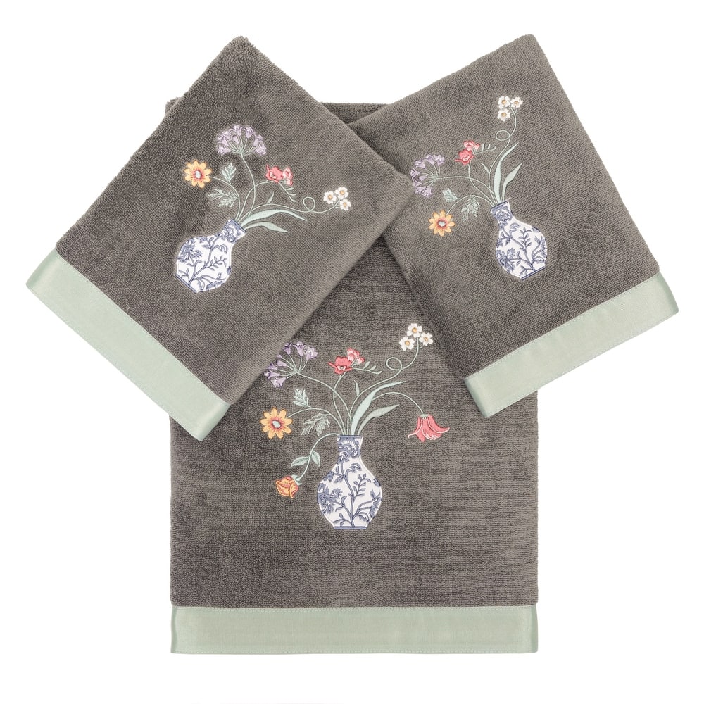 Authentic Hotel and Spa 100% Turkish Cotton Stella 3PC Embellished Towel Set