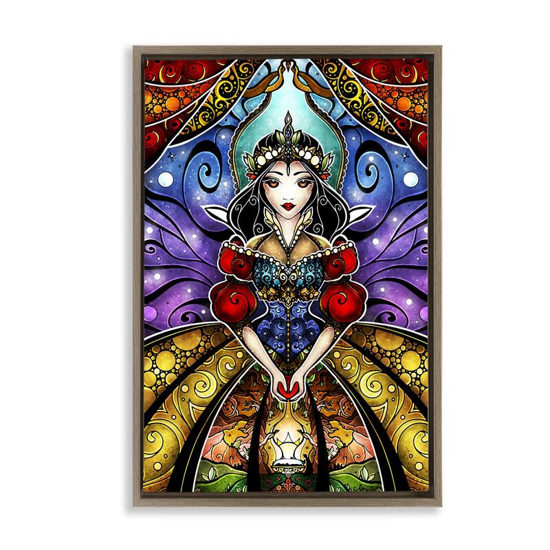 Stupell Nouveau Princess Portrait Framed Floater Canvas Wall Art Design By Mandie Manzano - 21 x 31 - Brown