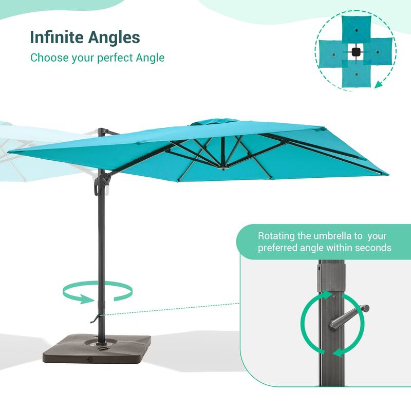 LIVOOSUN 11.5x9FT Aluminum Cantilever Patio Umbrella Solution-Dyed Fabric w/Base