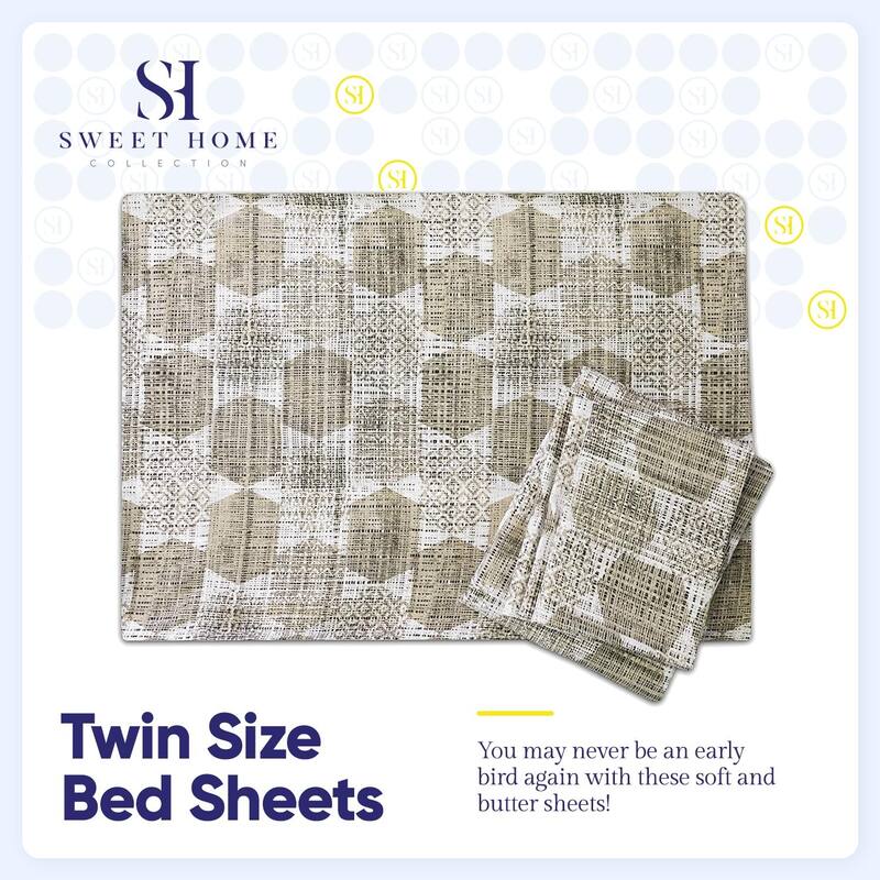 Sweet Home Collection 6 Piece Printed Monaco Ultra Soft Microfiber Sheet Set
