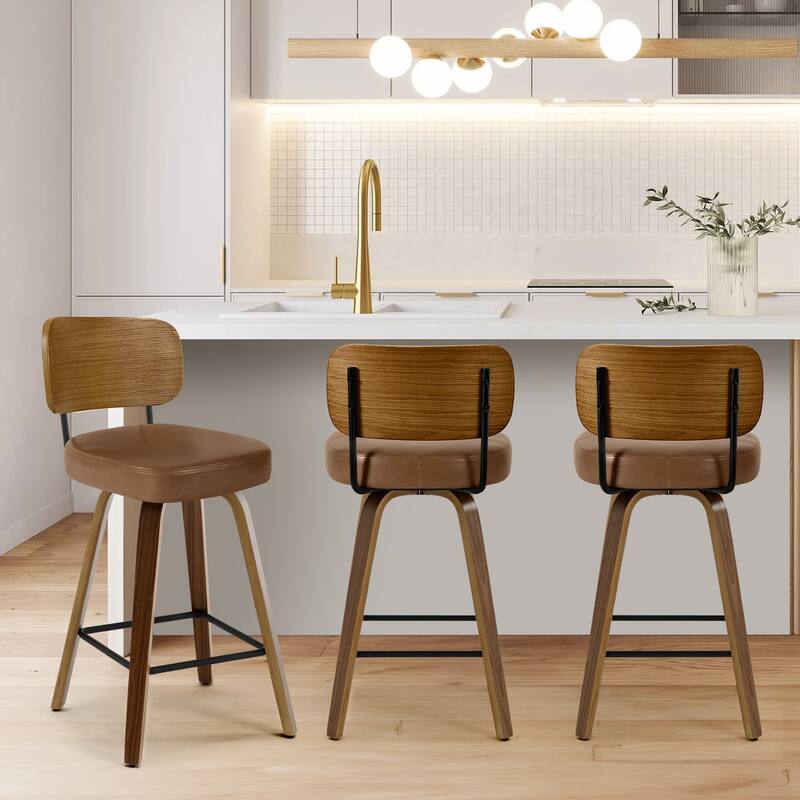 26" Swivel Upholstered Counter Height Bar Stool - 36.4" H x 17.1" W x 20" D