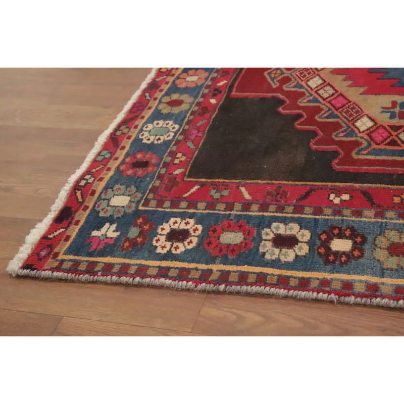 Hand Knotted Oriental 100% Wool Carpet Traditional Geometric Greys & Charcoal Ardebil Runner Rug - 10' 1'' X 3' 8''