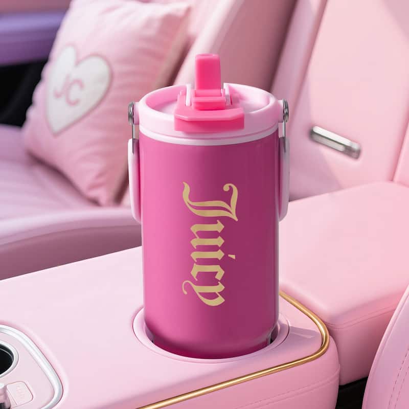 Juicy Couture Flip Fusion Hydration Stainless Steel Screw Top Tumbler with Flip Handle