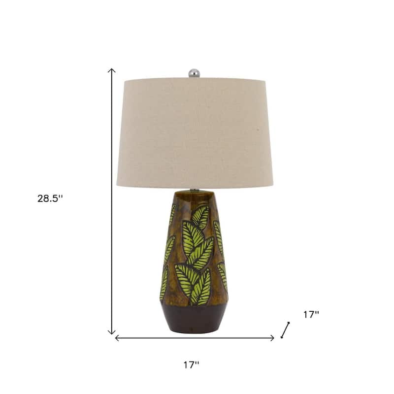 29 Inch Ceramic Table Lamp with Tan Empire Shade for Home Decor - 17" x 17" x 28.50"