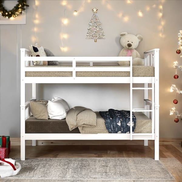 slide 2 of 13, Full over Full Bunk Bed with Ladder White