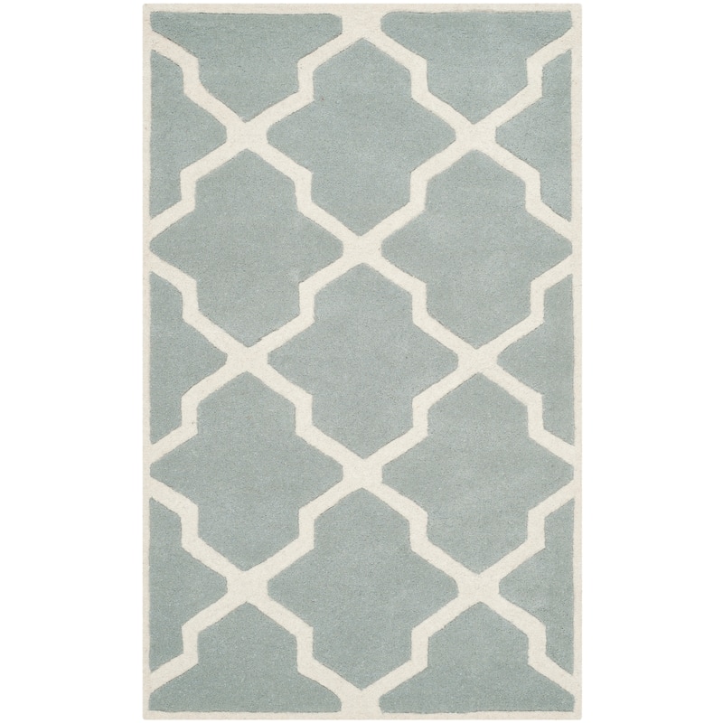 SAFAVIEH Handmade Chatham Rinske Modern Moroccan Wool Rug - 3' x 5' - Grey/Ivory