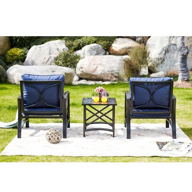 Patio Festival 3-Piece Outdoor Metal Conversation Set with Cushions