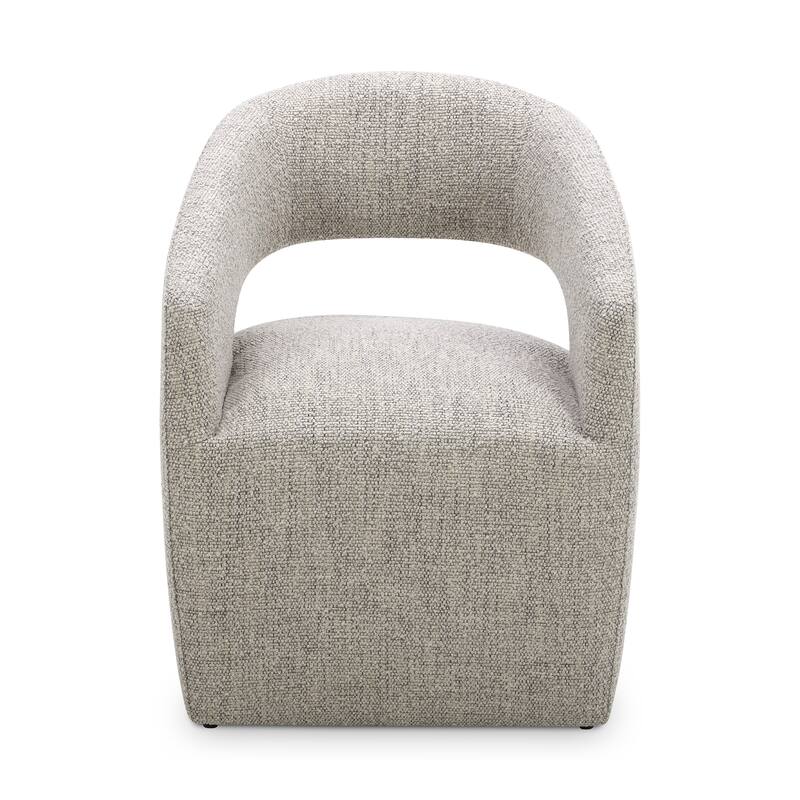NADAAL STUDIOS Bailey, Rolling Dining Chairs Solid Wood with Performance Boucle Upholstery, White - Grey Storm