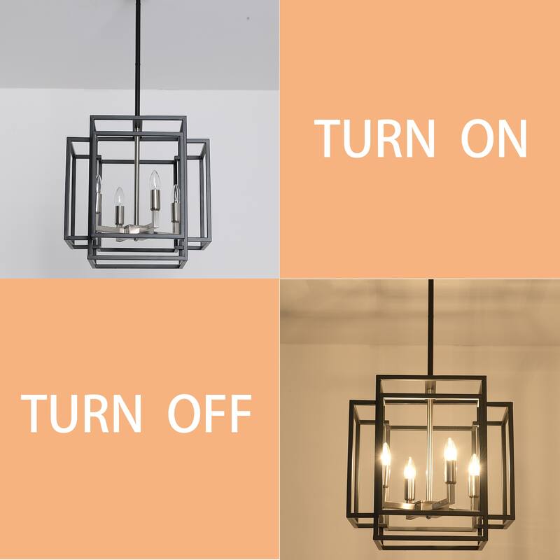 4-Light Chandelier Rustic Metal Pendant Light