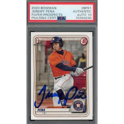 Jeremy Pena 2020 1st Bowman Paper Prospects Signed Rookie Card #BP61 Auto PSA 10 - 8'6" x 11'6"